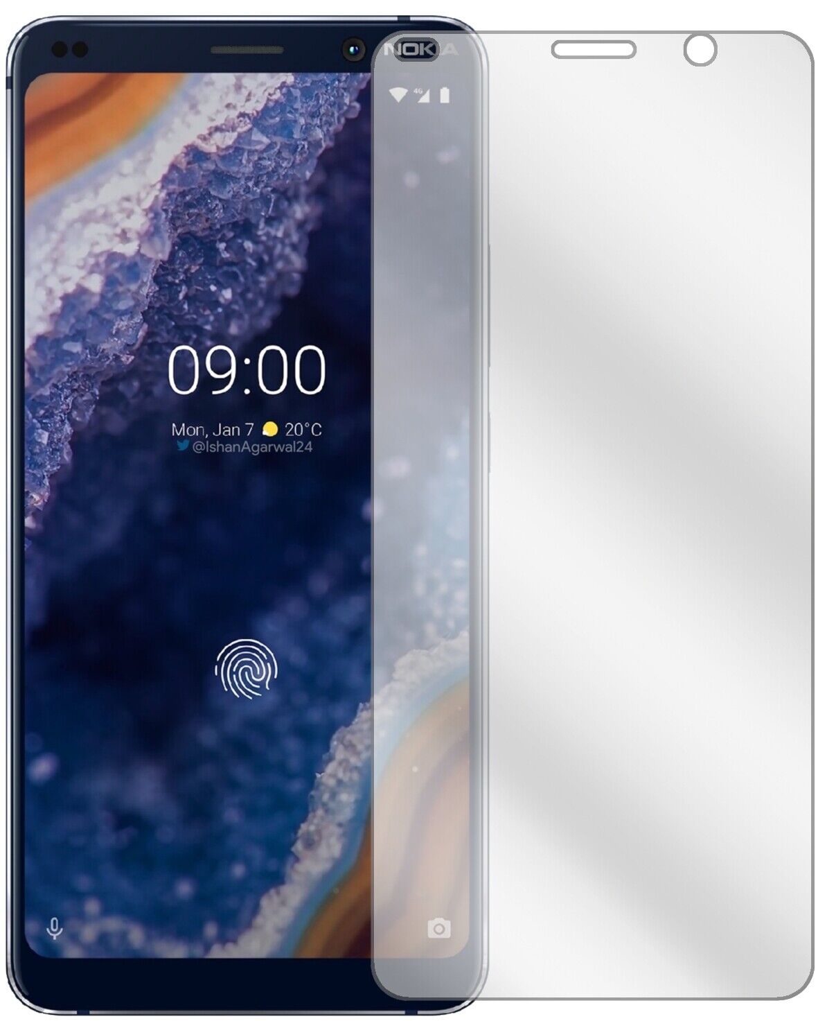 Klare Displayschutzfolie von dipos passend für Nokia 9 PureView, präziser Zuschnitt und blasenfrei montiert