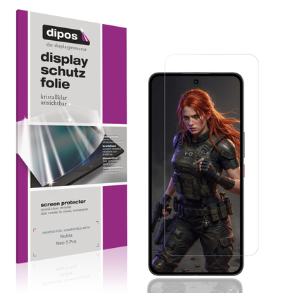 Klare Displayschutzfolie von dipos passend für Nubia Neo 5 Pro, präziser Zuschnitt und blasenfrei montiert
