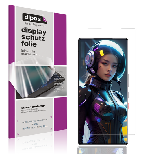 Klare Displayschutzfolie von dipos passend für Nubia Red Magic 11S Pro Plus, präziser Zuschnitt und blasenfrei montiert