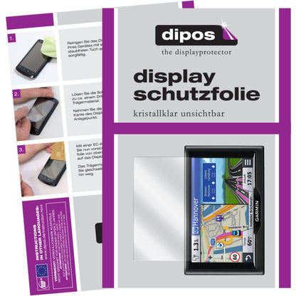 Klare Displayschutzfolie von dipos passend für nüvi 57 LMT / 58 LMT Garmin, präziser Zuschnitt und blasenfrei montiert