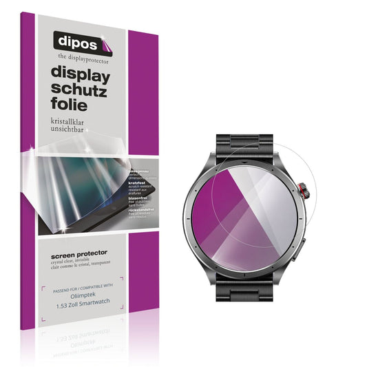 Klare Displayschutzfolie von dipos passend für Oliimptek 1.53 Zoll Smartwatch, präziser Zuschnitt und blasenfrei montiert