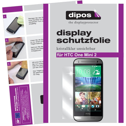 Klare Displayschutzfolie von dipos passend für One mini 2 HTC, präziser Zuschnitt und blasenfrei montiert