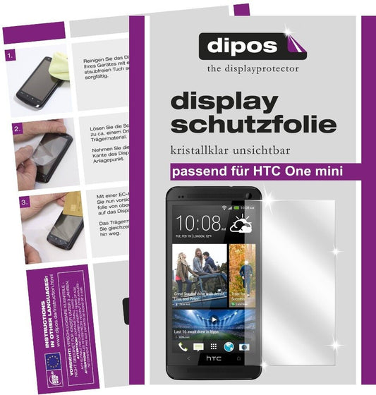 Klare Displayschutzfolie von dipos passend für One mini HTC, präziser Zuschnitt und blasenfrei montiert