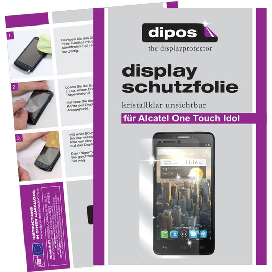 Klare Displayschutzfolie von dipos passend für One Touch Idol Alcatel, präziser Zuschnitt und blasenfrei montiert