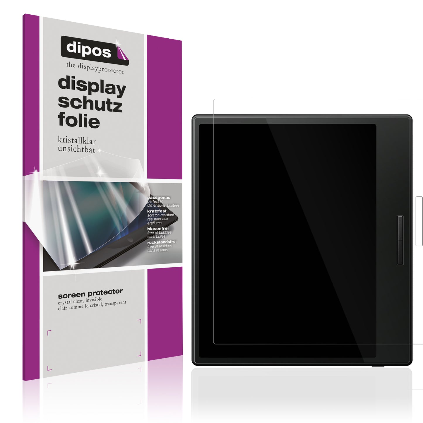 Klare Displayschutzfolie von dipos passend für Onyx Boox Go Color 7, präziser Zuschnitt und blasenfrei montiert