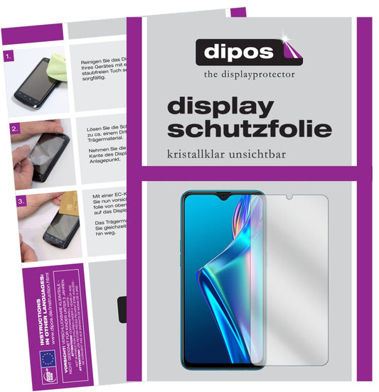 Klare Displayschutzfolie von dipos passend für Oppo A12, präziser Zuschnitt und blasenfrei montiert