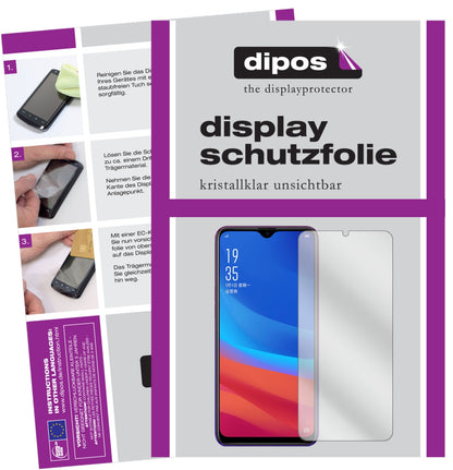 Klare Displayschutzfolie von dipos passend für Oppo A7x, präziser Zuschnitt und blasenfrei montiert