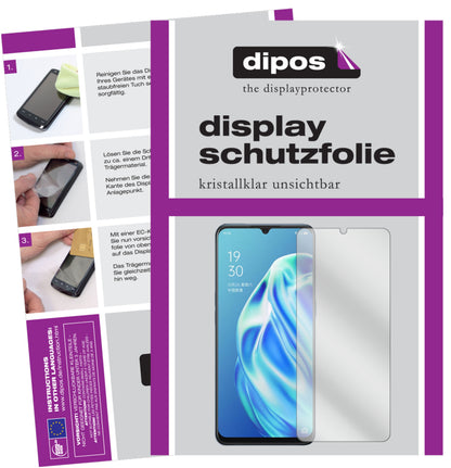 Klare Displayschutzfolie von dipos passend für Oppo F15, präziser Zuschnitt und blasenfrei montiert