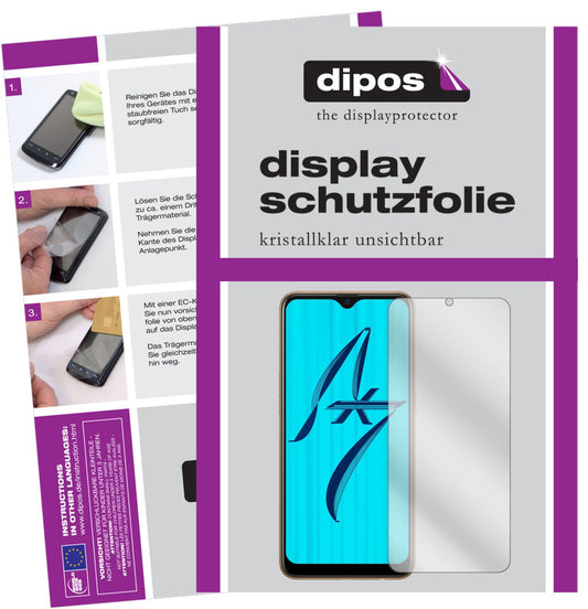 Klare Displayschutzfolie von dipos passend für Oppo AX7, präziser Zuschnitt und blasenfrei montiert