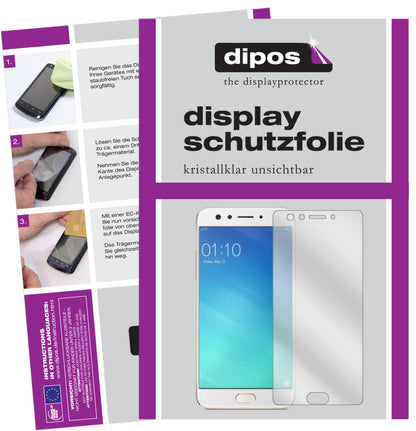 Klare Displayschutzfolie von dipos passend für Oppo F3, präziser Zuschnitt und blasenfrei montiert