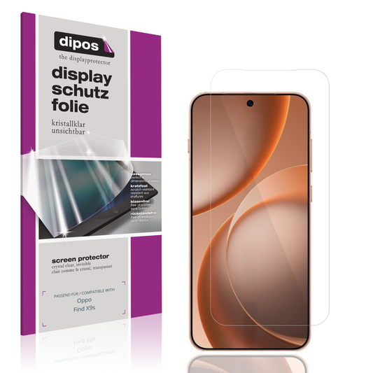 Klare Displayschutzfolie von dipos passend für Oppo Find X9s, präziser Zuschnitt und blasenfrei montiert