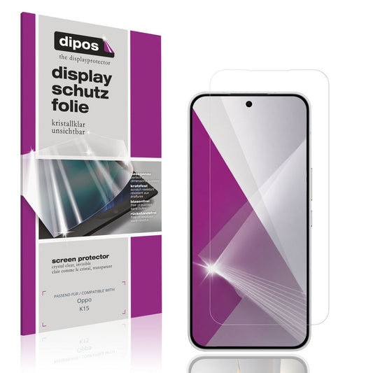 Klare Displayschutzfolie von dipos passend für Oppo K15, präziser Zuschnitt und blasenfrei montiert