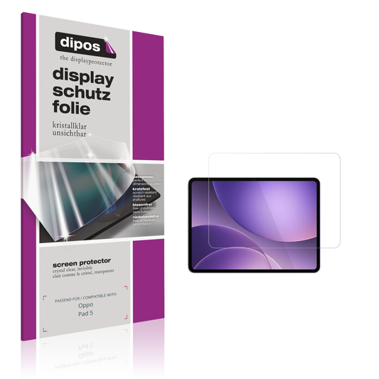 Klare Displayschutzfolie von dipos passend für Oppo Pad 5, präziser Zuschnitt und blasenfrei montiert