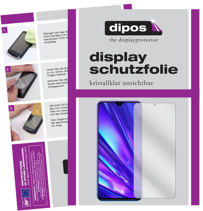 Klare Displayschutzfolie von dipos passend für Oppo Realme 5 Pro, präziser Zuschnitt und blasenfrei montiert