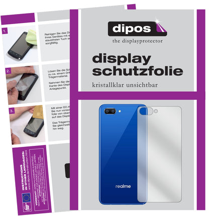 Klare Displayschutzfolie von dipos passend für Oppo Realme C1 Rückseite, präziser Zuschnitt und blasenfrei montiert