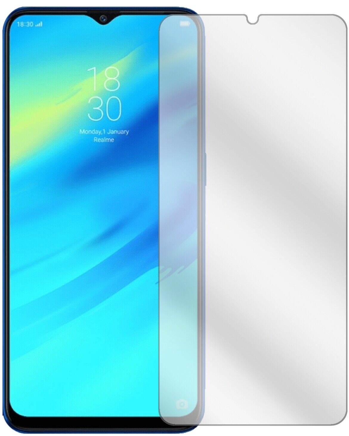 Klare Displayschutzfolie von dipos passend für Oppo Realme C2, präziser Zuschnitt und blasenfrei montiert