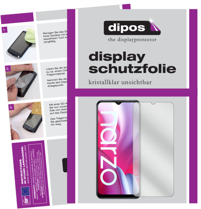 Klare Displayschutzfolie von dipos passend für Oppo Realme Narzo 20A, präziser Zuschnitt und blasenfrei montiert