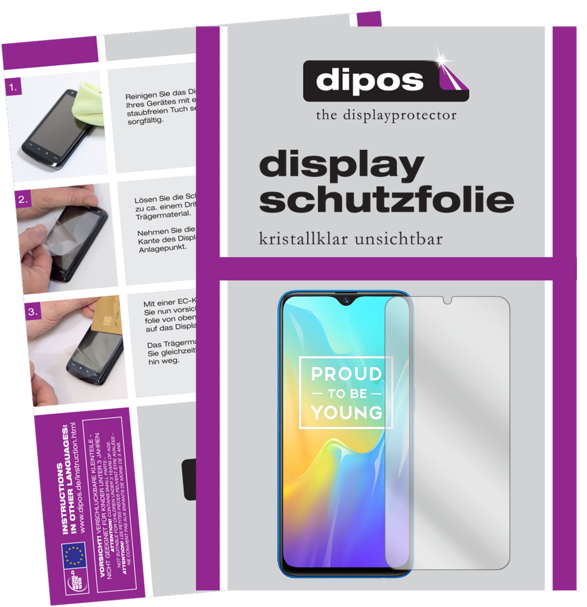 Klare Displayschutzfolie von dipos passend für Oppo Realme U1, präziser Zuschnitt und blasenfrei montiert