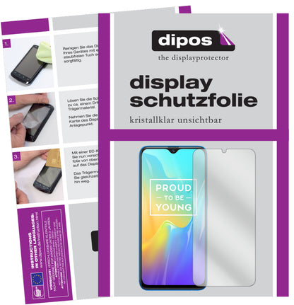 Klare Displayschutzfolie von dipos passend für Oppo Realme U1, präziser Zuschnitt und blasenfrei montiert