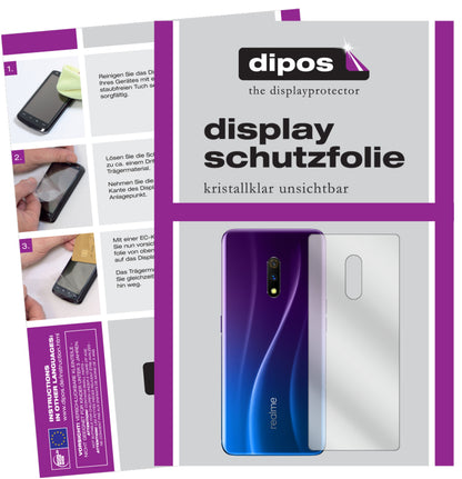 Klare Displayschutzfolie von dipos passend für Oppo Realme X Master Edition Rückseite, präziser Zuschnitt und blasenfrei montiert