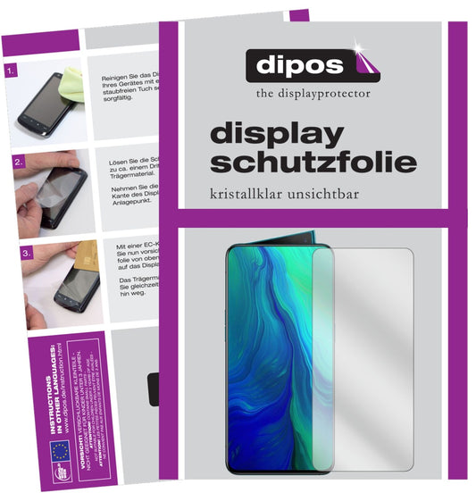 Klare Displayschutzfolie von dipos passend für Oppo Reno 10X Zoom, präziser Zuschnitt und blasenfrei montiert