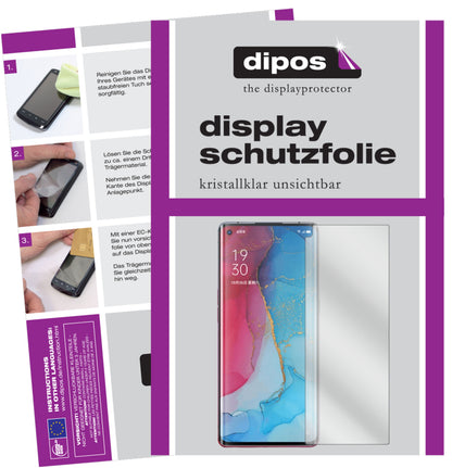 Klare Displayschutzfolie von dipos passend für Oppo Reno3 Pro 5G, präziser Zuschnitt und blasenfrei montiert