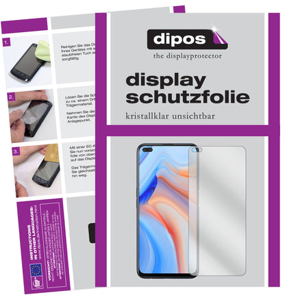 Klare Displayschutzfolie von dipos passend für Oppo Reno4 Z 5G, präziser Zuschnitt und blasenfrei montiert