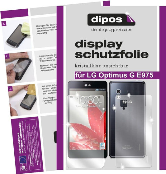 Klare Displayschutzfolie von dipos passend für Optimus G E975 LG, präziser Zuschnitt und blasenfrei montiert