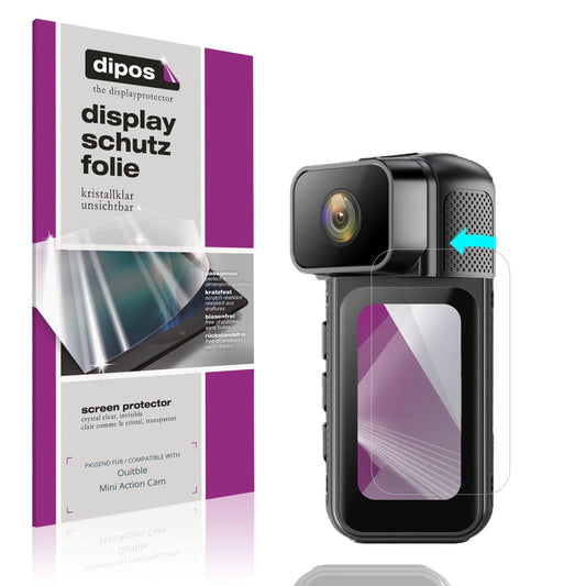 Klare Displayschutzfolie von dipos passend für Ouitble Mini Action Cam, präziser Zuschnitt und blasenfrei montiert