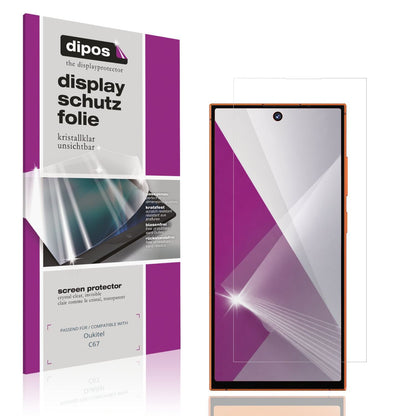 Klare Displayschutzfolie von dipos passend für Oukitel C67, präziser Zuschnitt und blasenfrei montiert