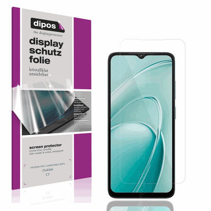 Klare Displayschutzfolie von dipos passend f�r Oukitel C7, pr�ziser Zuschnitt und blasenfrei montiert