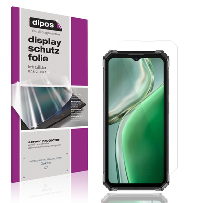 Klare Displayschutzfolie von dipos passend für Oukitel G7, präziser Zuschnitt und blasenfrei montiert