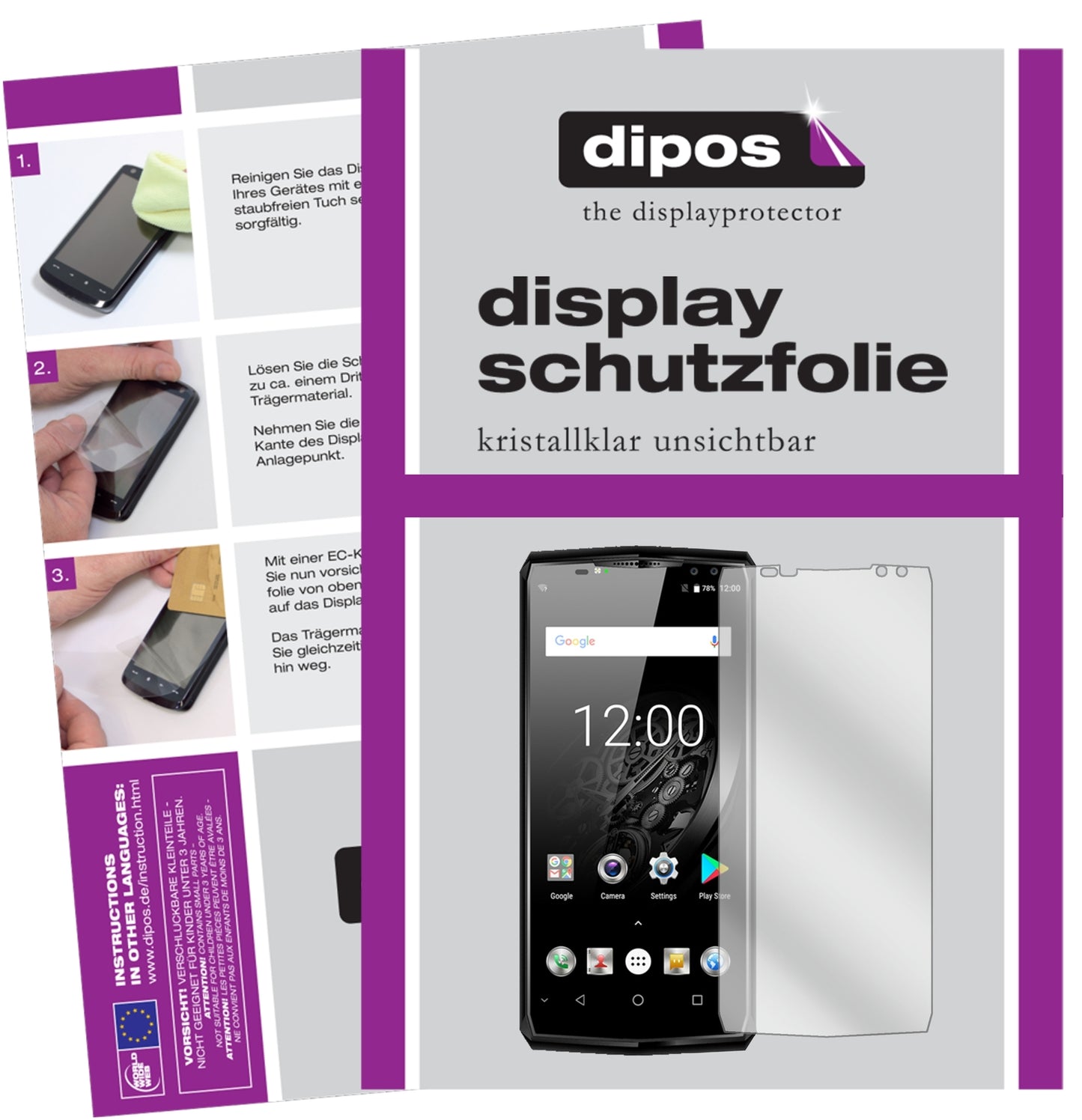 Klare Displayschutzfolie von dipos passend für Oukitel K10, präziser Zuschnitt und blasenfrei montiert