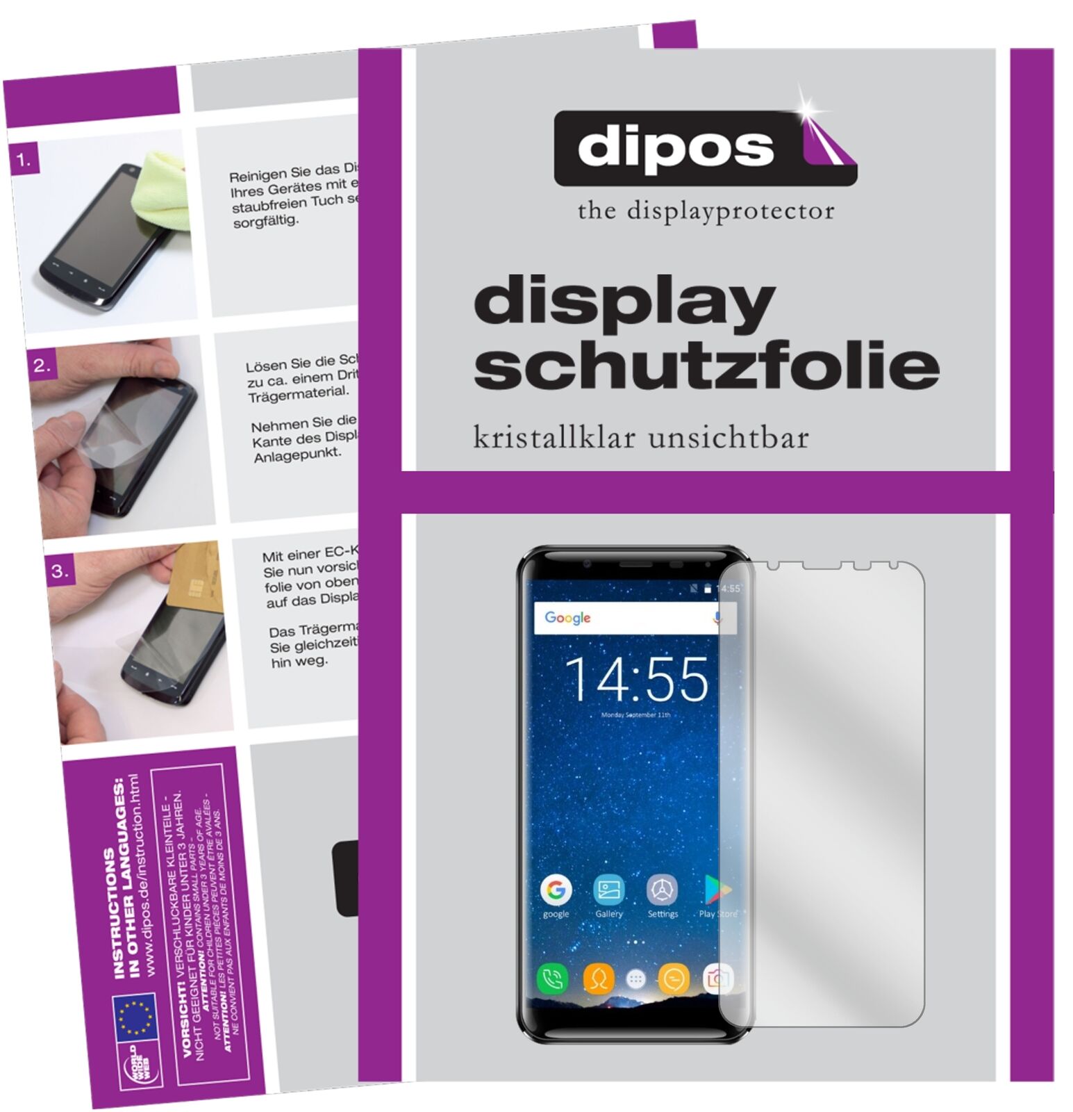Klare Displayschutzfolie von dipos passend für Oukitel K5000, präziser Zuschnitt und blasenfrei montiert