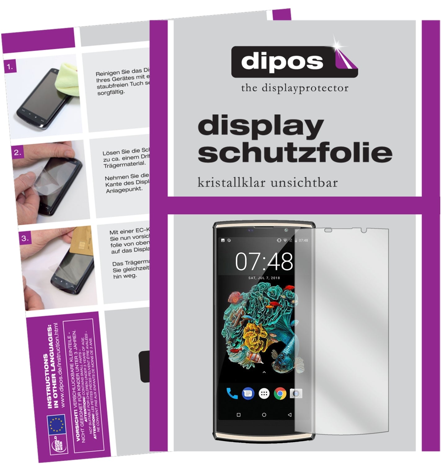 Klare Displayschutzfolie von dipos passend für Oukitel K7, präziser Zuschnitt und blasenfrei montiert
