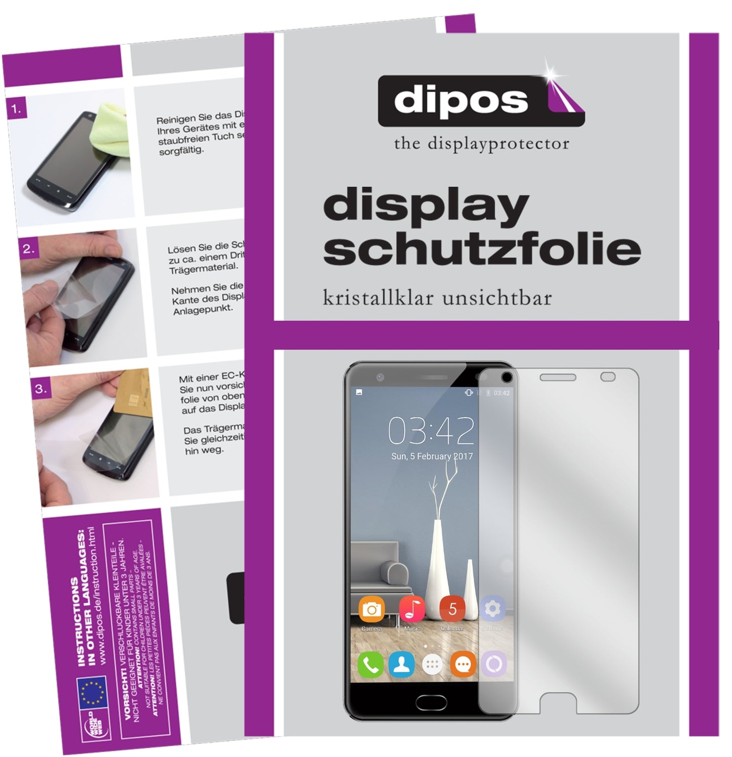 Klare Displayschutzfolie von dipos passend für Oukitel OK6000 Plus, präziser Zuschnitt und blasenfrei montiert