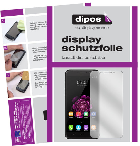 Klare Displayschutzfolie von dipos passend für Oukitel U20 Plus, präziser Zuschnitt und blasenfrei montiert