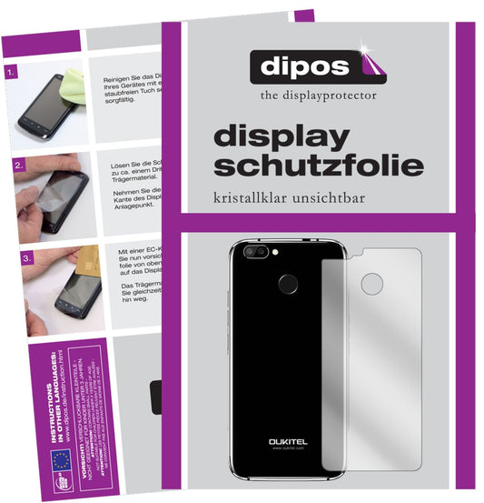 Klare Displayschutzfolie von dipos passend für Oukitel U22 Rückseite, präziser Zuschnitt und blasenfrei montiert