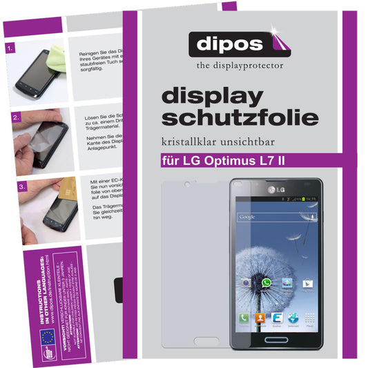 Klare Displayschutzfolie von dipos passend für P710 Optimus L7 II LG, präziser Zuschnitt und blasenfrei montiert