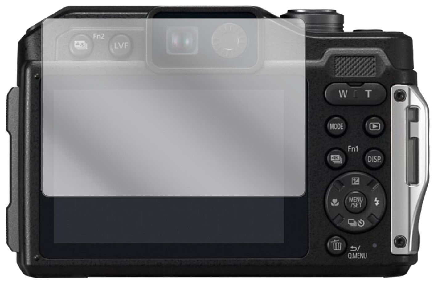 Klare Displayschutzfolie von dipos passend für Panasonic Lumix DC-FT7, präziser Zuschnitt und blasenfrei montiert