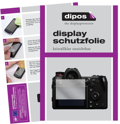Klare Displayschutzfolie von dipos passend für Panasonic Lumix S1, präziser Zuschnitt und blasenfrei montiert