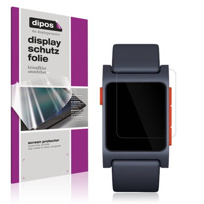 Klare Displayschutzfolie von dipos passend für Pebble 2, präziser Zuschnitt und blasenfrei montiert