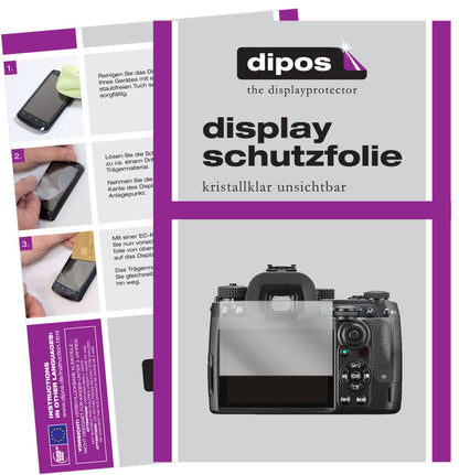Klare Displayschutzfolie von dipos passend für Pentax K-3 III, präziser Zuschnitt und blasenfrei montiert