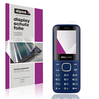 Klare Displayschutzfolie von dipos passend für Philips E2104, präziser Zuschnitt und blasenfrei montiert