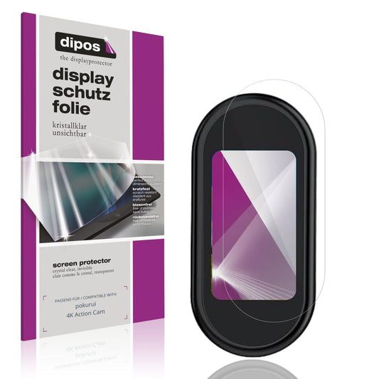 Klare Displayschutzfolie von dipos passend für pokurui 4K Action Cam, präziser Zuschnitt und blasenfrei montiert