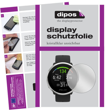 Klare Displayschutzfolie von dipos passend für Polar Ignite, präziser Zuschnitt und blasenfrei montiert