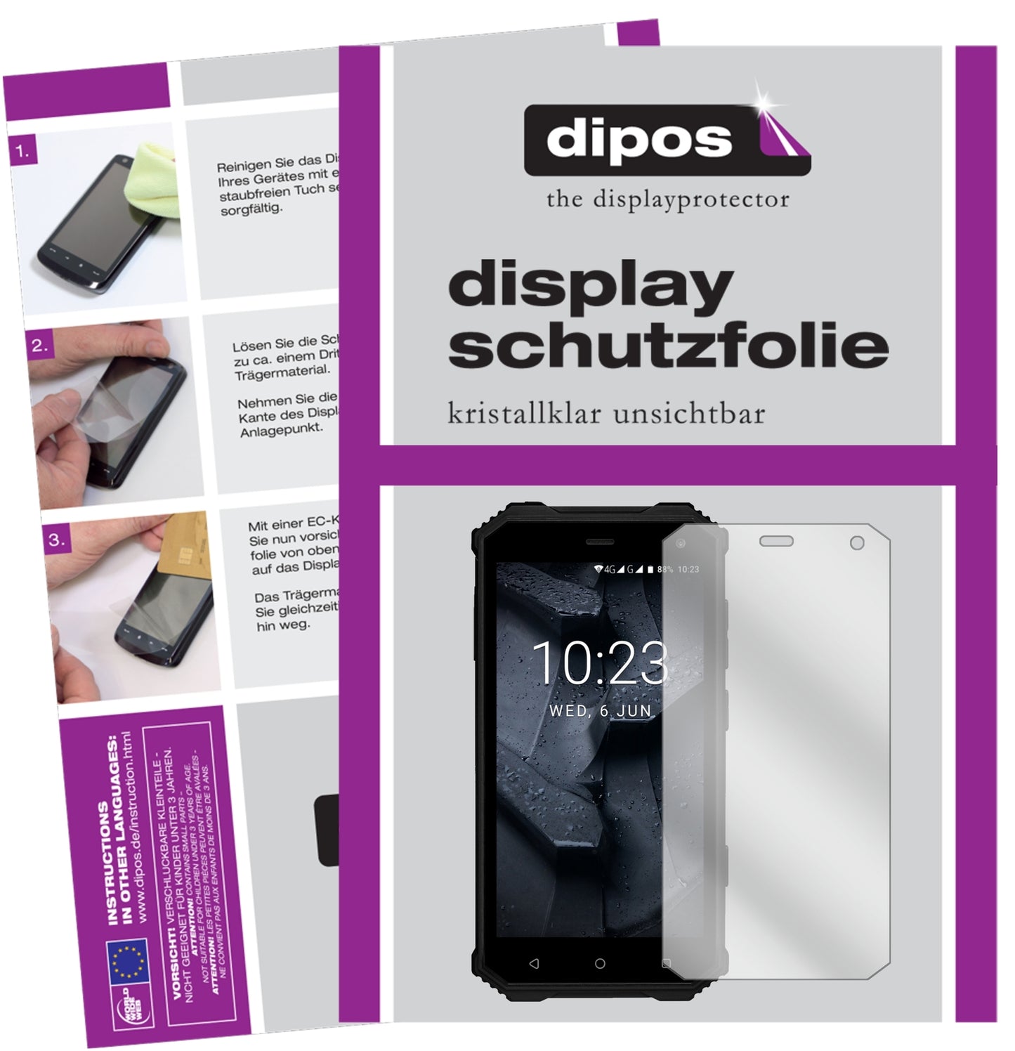 Klare Displayschutzfolie von dipos passend für Prestigio Muze G7, präziser Zuschnitt und blasenfrei montiert