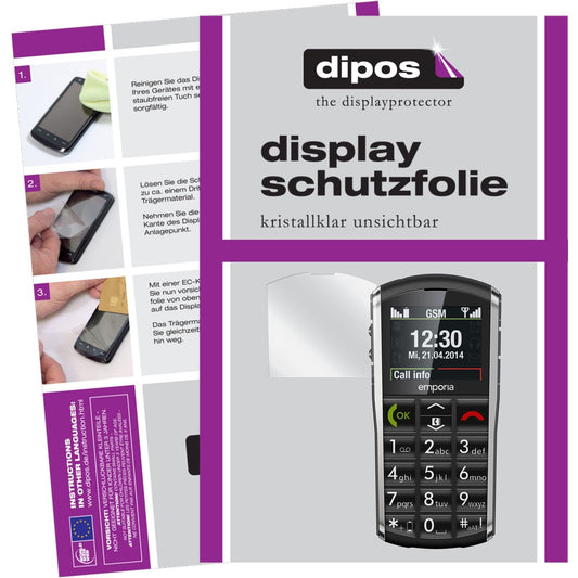Klare Displayschutzfolie von dipos passend für Pure Emporia, präziser Zuschnitt und blasenfrei montiert