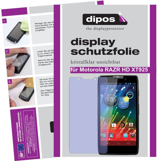Klare Displayschutzfolie von dipos passend für RAZR HD Motorola, präziser Zuschnitt und blasenfrei montiert