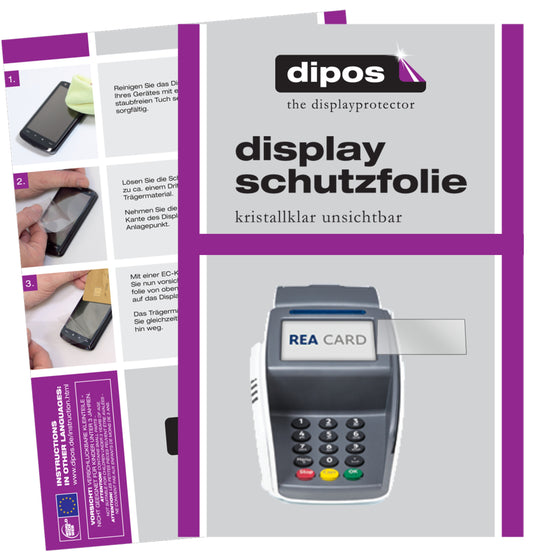 Klare Displayschutzfolie von dipos passend für REA CARD T7 pro, präziser Zuschnitt und blasenfrei montiert